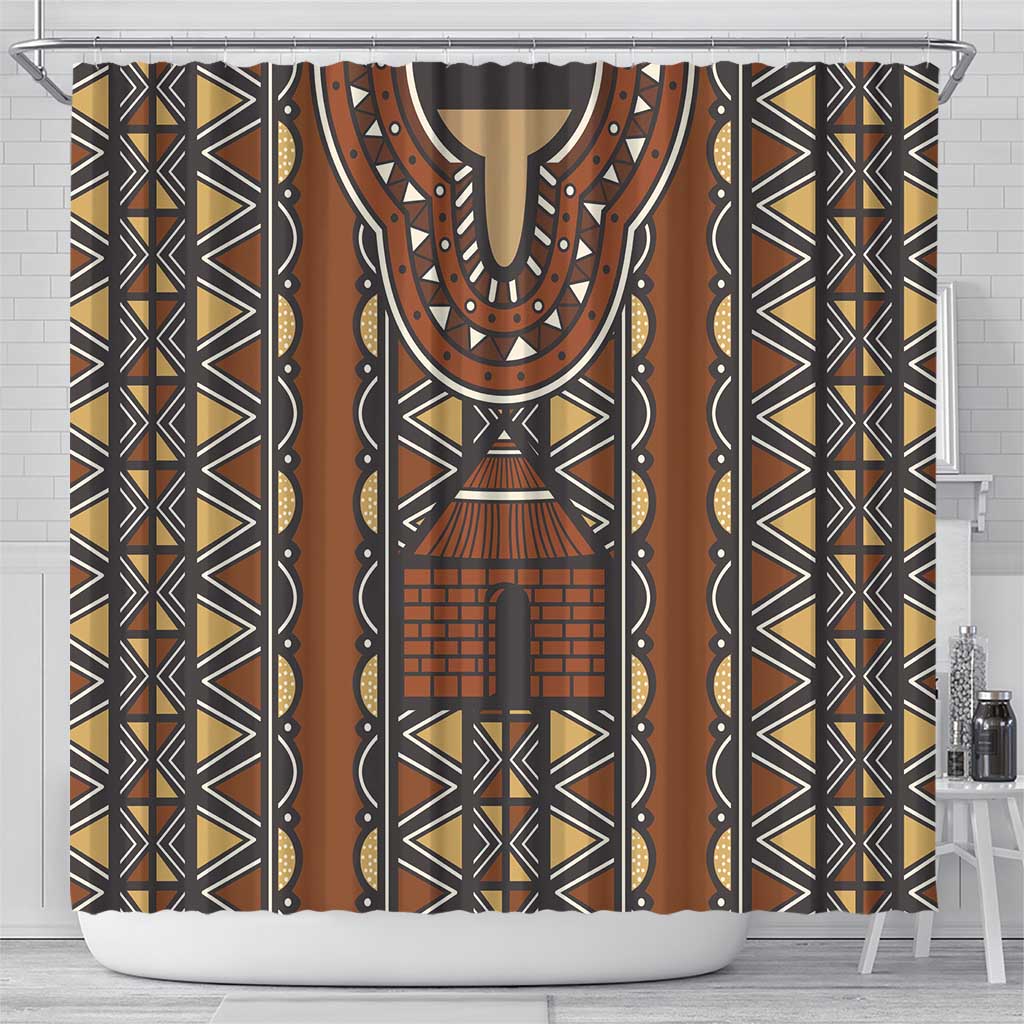 Mali Mud Cloth African Village Shower Curtain Ethnic Geometry Style - Wonder Print Shop