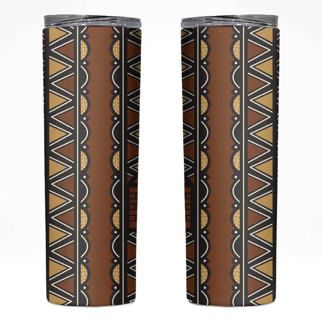 Mali Mud Cloth African Village Skinny Tumbler Ethnic Geometry Style - Wonder Print Shop