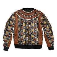 Mali Mud Cloth African Village Sleeve Zip Bomber Jacket Ethnic Geometry Style - Wonder Print Shop