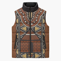 Mali Mud Cloth African Village Sleeveless Puffer Jacket Ethnic Geometry Style - Wonder Print Shop