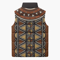 Mali Mud Cloth African Village Sleeveless Puffer Jacket Ethnic Geometry Style - Wonder Print Shop