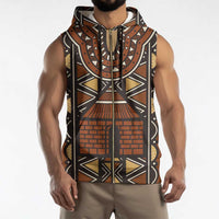Mali Mud Cloth African Village Sleeveless Zip Hoodie Ethnic Geometry Style - Wonder Print Shop