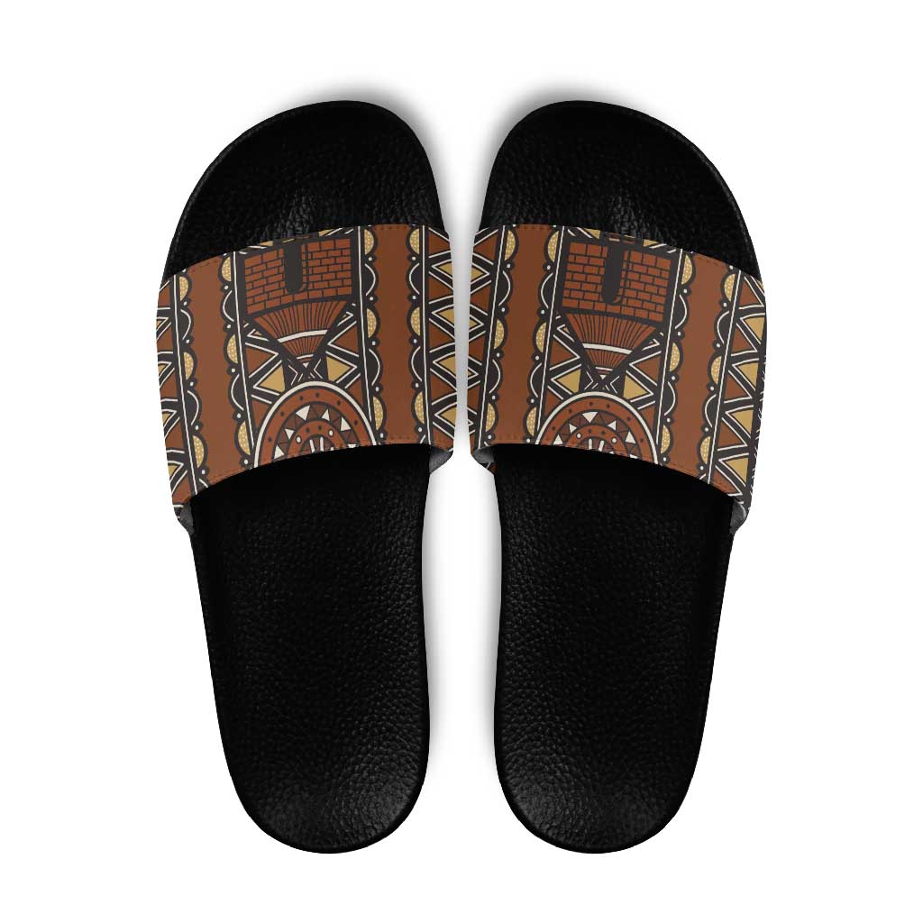 Mali Mud Cloth African Village Slide Sandals Ethnic Geometry Style - Wonder Print Shop
