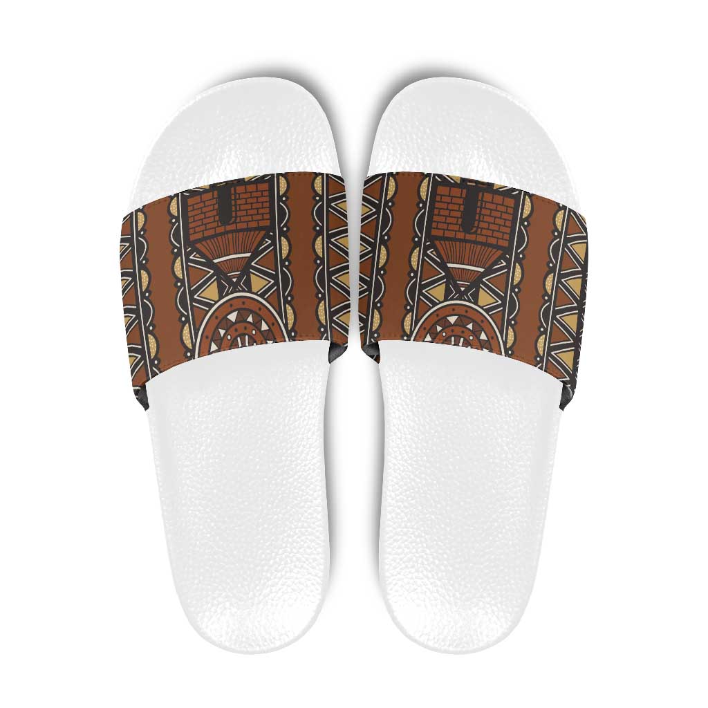 Mali Mud Cloth African Village Slide Sandals Ethnic Geometry Style - Wonder Print Shop