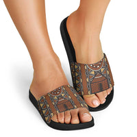 Mali Mud Cloth African Village Slide Sandals Ethnic Geometry Style - Wonder Print Shop