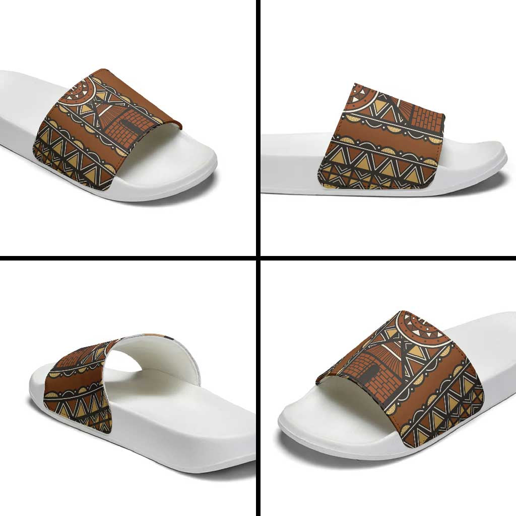 Mali Mud Cloth African Village Slide Sandals Ethnic Geometry Style - Wonder Print Shop