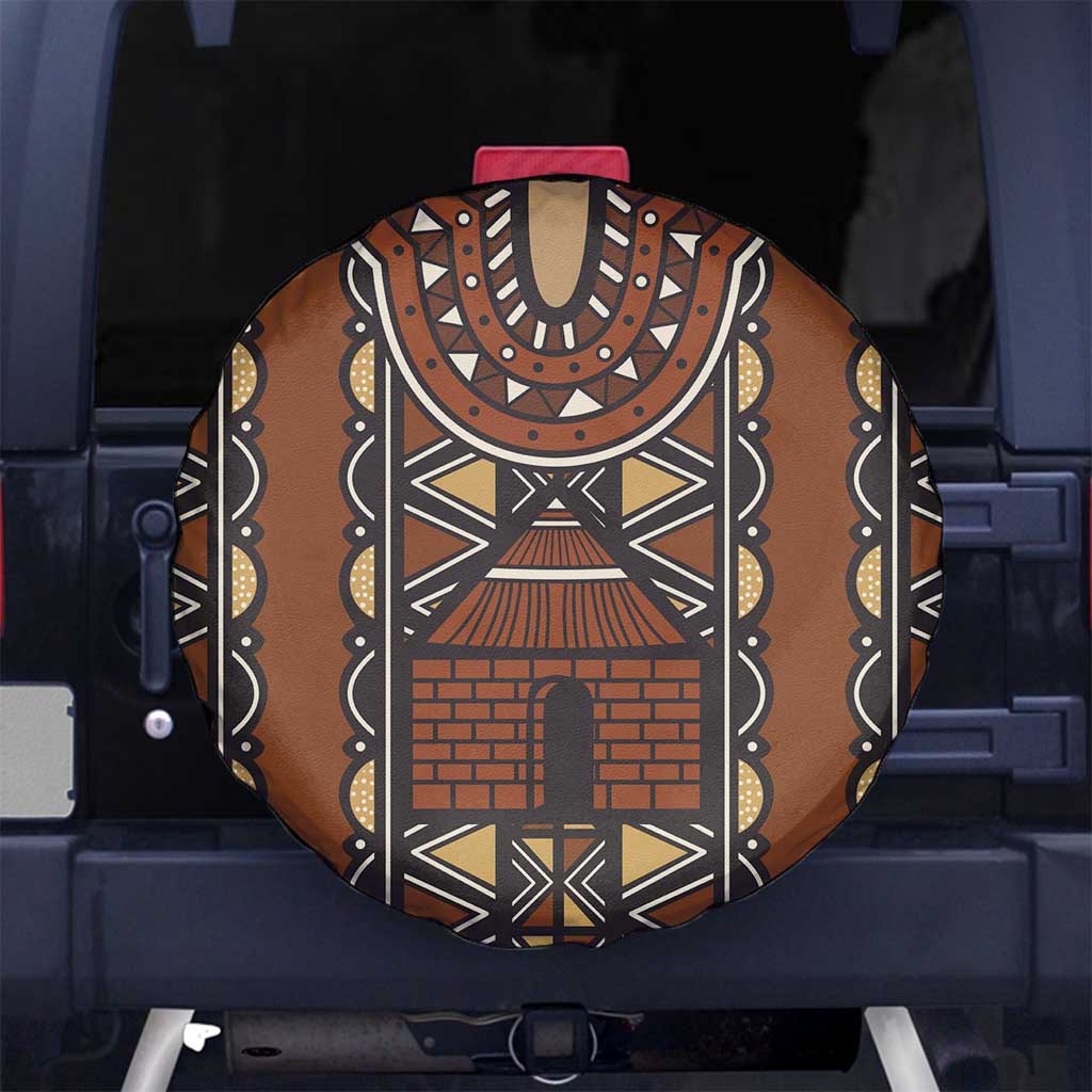 Mali Mud Cloth African Village Spare Tire Cover Ethnic Geometry Style - Wonder Print Shop