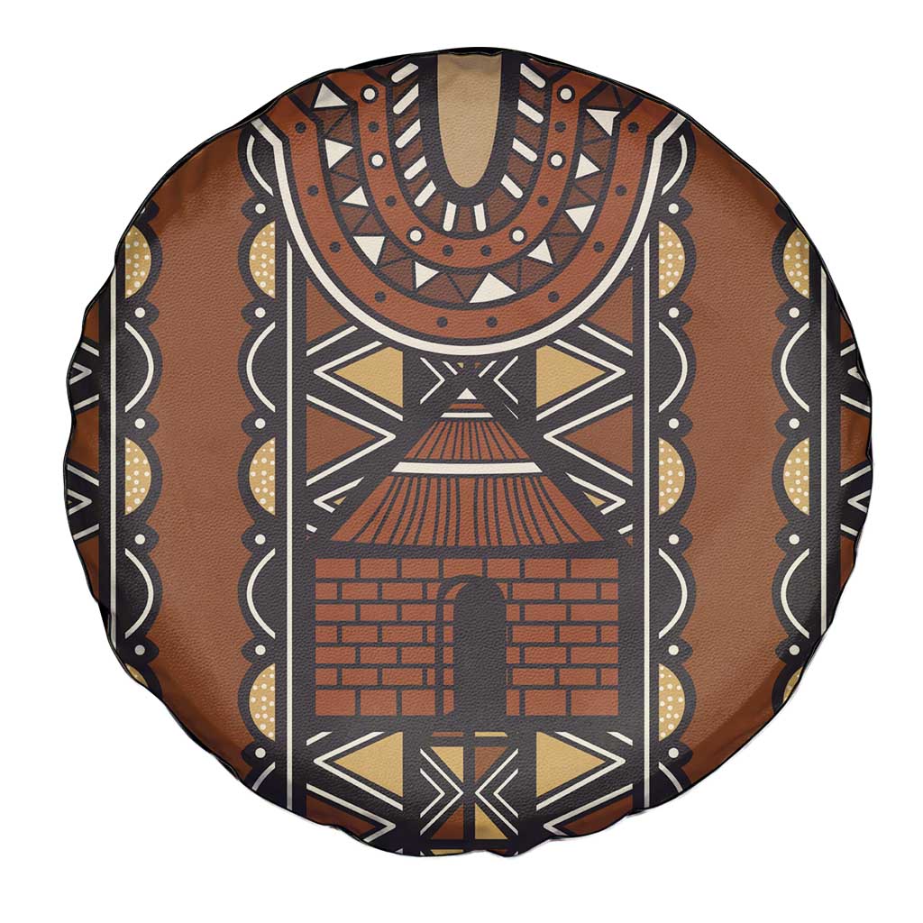 Mali Mud Cloth African Village Spare Tire Cover Ethnic Geometry Style - Wonder Print Shop