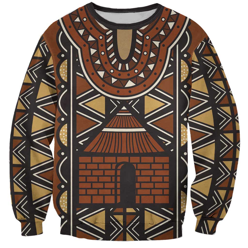 Mali Mud Cloth African Village Sweatshirt Ethnic Geometry Style - Wonder Print Shop