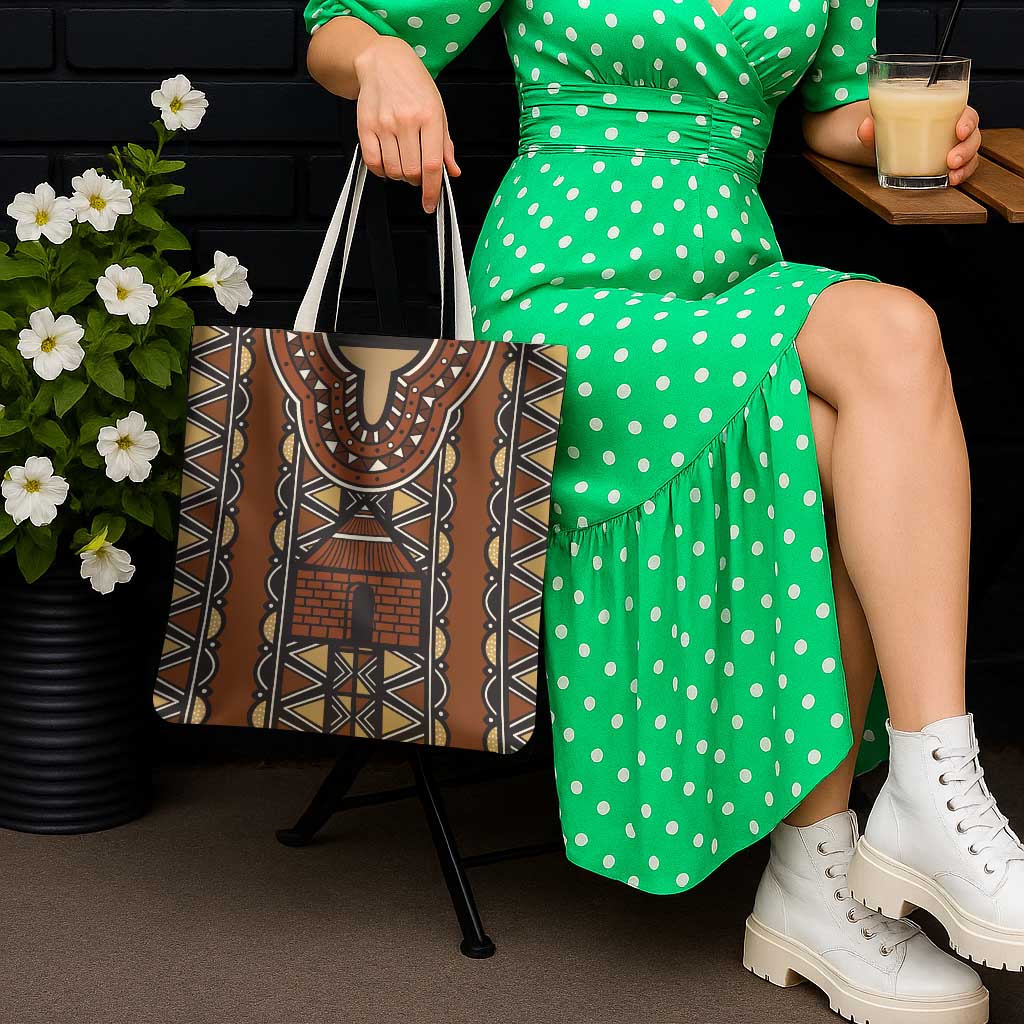 Mali Mud Cloth African Village Tote Bag Ethnic Geometry Style - Wonder Print Shop