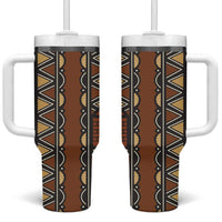 Mali Mud Cloth African Village Tumbler With Handle Ethnic Geometry Style - Wonder Print Shop