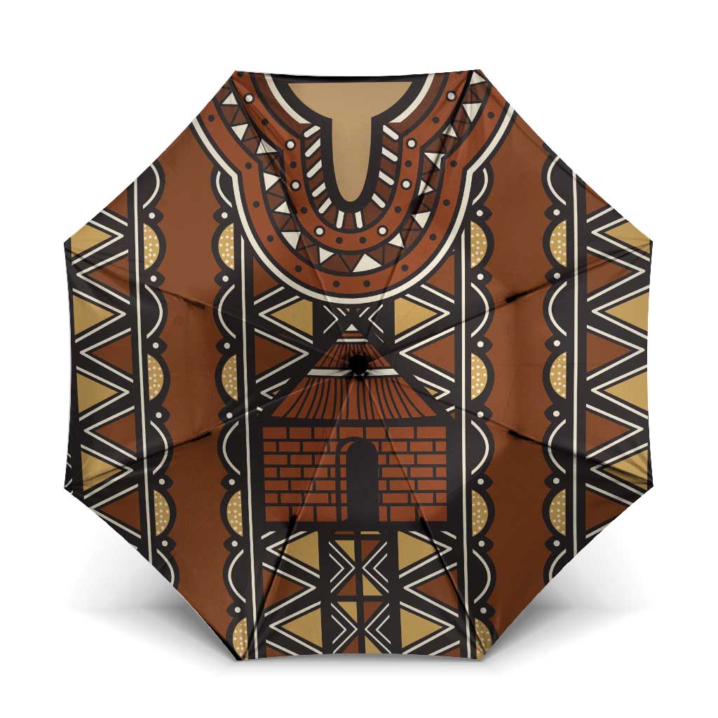 Mali Mud Cloth African Village Umbrella Ethnic Geometry Style - Wonder Print Shop