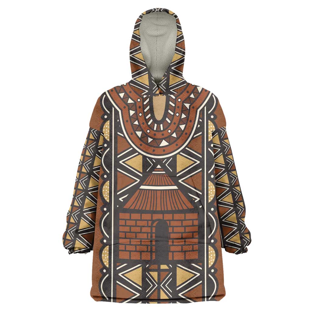 Mali Mud Cloth African Village Wearable Blanket Hoodie Ethnic Geometry Style - Wonder Print Shop
