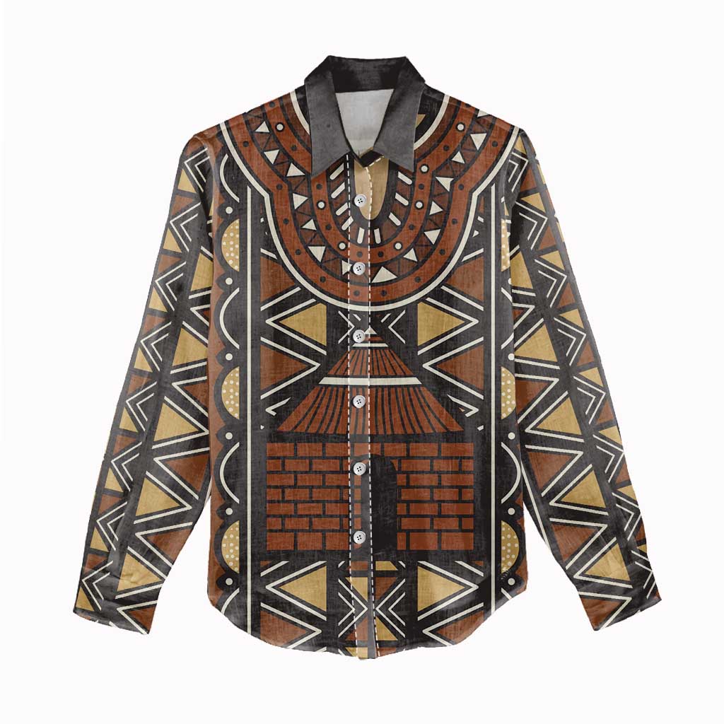 Mali Mud Cloth African Village Women Casual Shirt Ethnic Geometry Style - Wonder Print Shop