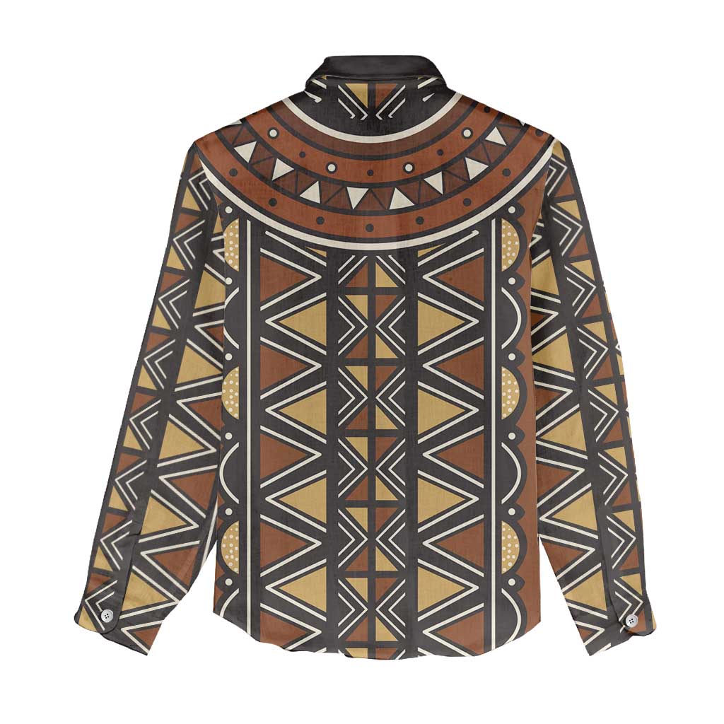 Mali Mud Cloth African Village Women Casual Shirt Ethnic Geometry Style - Wonder Print Shop