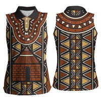 Mali Mud Cloth African Village Women Sleeveless Polo Shirt Ethnic Geometry Style - Wonder Print Shop