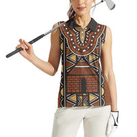 Mali Mud Cloth African Village Women Sleeveless Polo Shirt Ethnic Geometry Style - Wonder Print Shop
