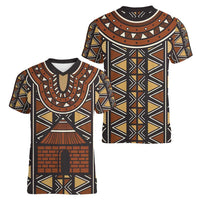Mali Mud Cloth African Village Women V-Neck T-Shirt Ethnic Geometry Style - Wonder Print Shop