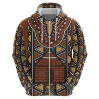 Mali Mud Cloth African Village Zip Hoodie Ethnic Geometry Style - Wonder Print Shop