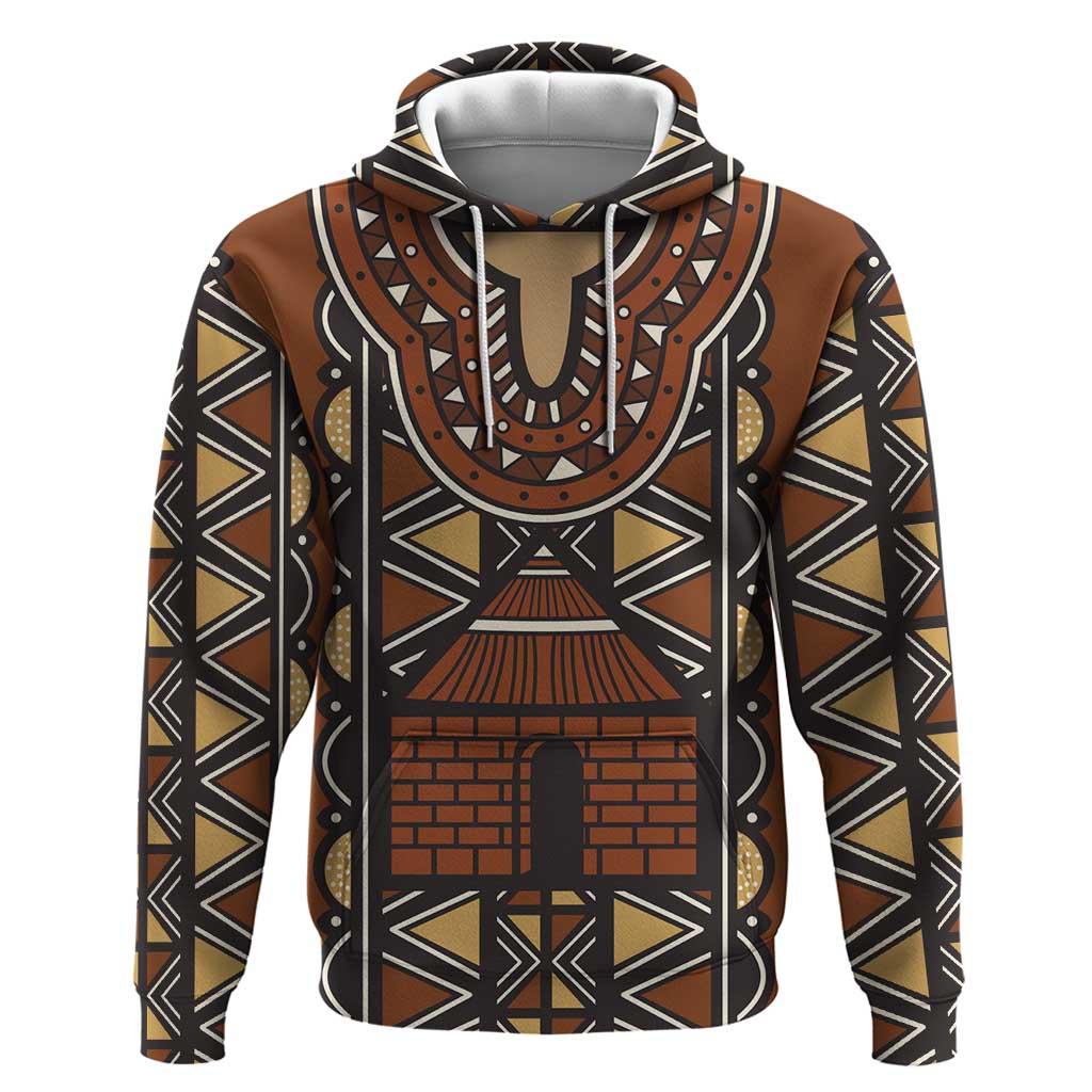 Mali Mud Cloth African Village Zip Hoodie Ethnic Geometry Style - Wonder Print Shop