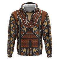 Mali Mud Cloth African Village Zip Hoodie Ethnic Geometry Style - Wonder Print Shop