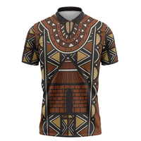 Mali Mud Cloth African Village Zipper Polo Shirt Ethnic Geometry Style - Wonder Print Shop