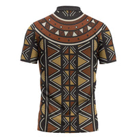 Mali Mud Cloth African Village Zipper Polo Shirt Ethnic Geometry Style - Wonder Print Shop