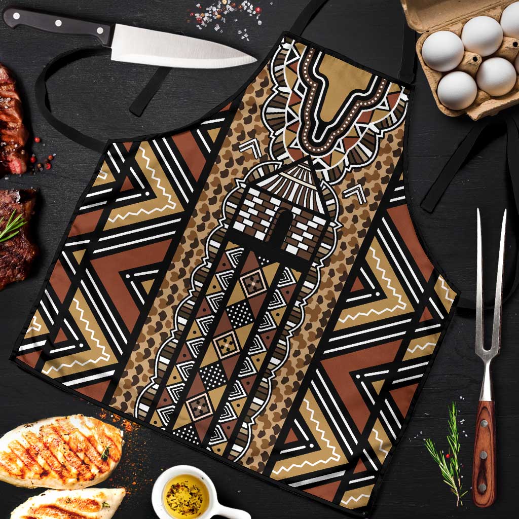 Mali Mud Cloth Leopards Legacy Apron Tribal Village - Wonder Print Shop