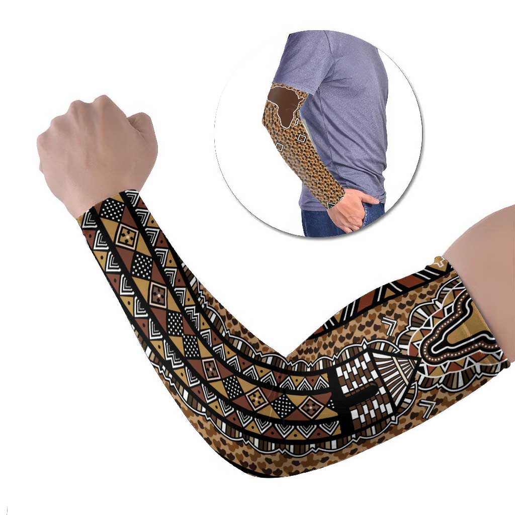 Mali Mud Cloth Leopards Legacy Arm Sleeves Tribal Village - Wonder Print Shop