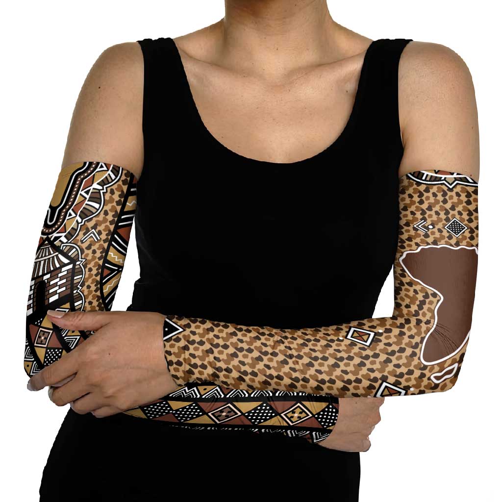 Mali Mud Cloth Leopards Legacy Arm Sleeves Tribal Village - Wonder Print Shop