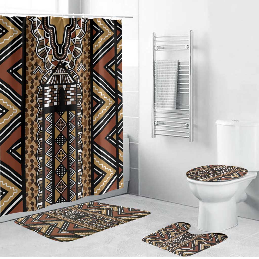 Mali Mud Cloth Leopards Legacy Bathroom Set Tribal Village - Wonder Print Shop