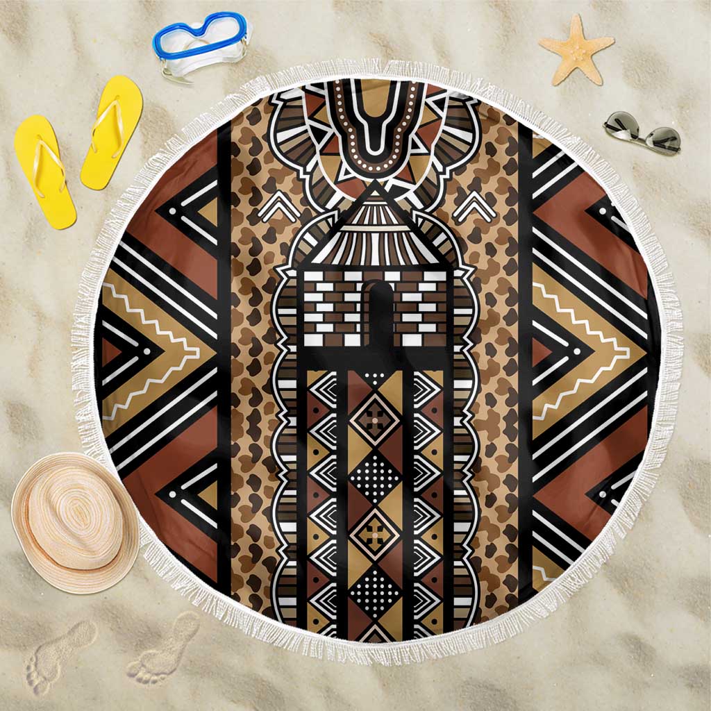 Mali Mud Cloth Leopards Legacy Beach Blanket Tribal Village - Wonder Print Shop