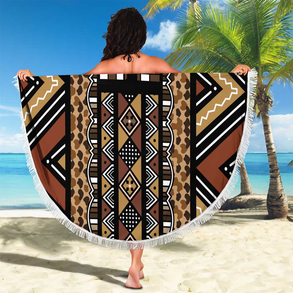 Mali Mud Cloth Leopards Legacy Beach Blanket Tribal Village - Wonder Print Shop