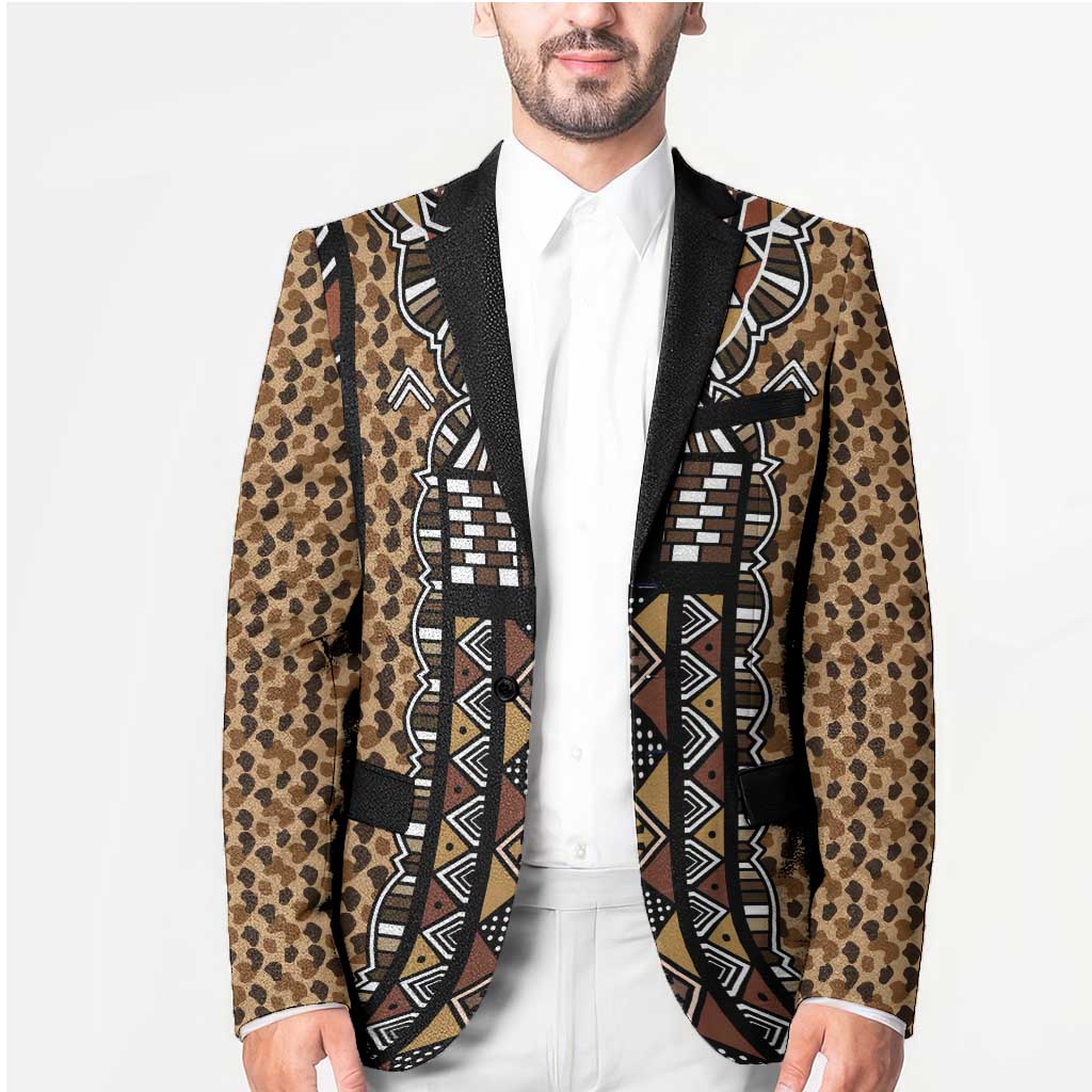 Mali Mud Cloth Leopards Legacy Blazer Tribal Village - Wonder Print Shop