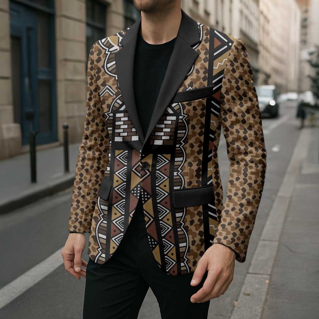 Mali Mud Cloth Leopards Legacy Blazer Tribal Village - Wonder Print Shop
