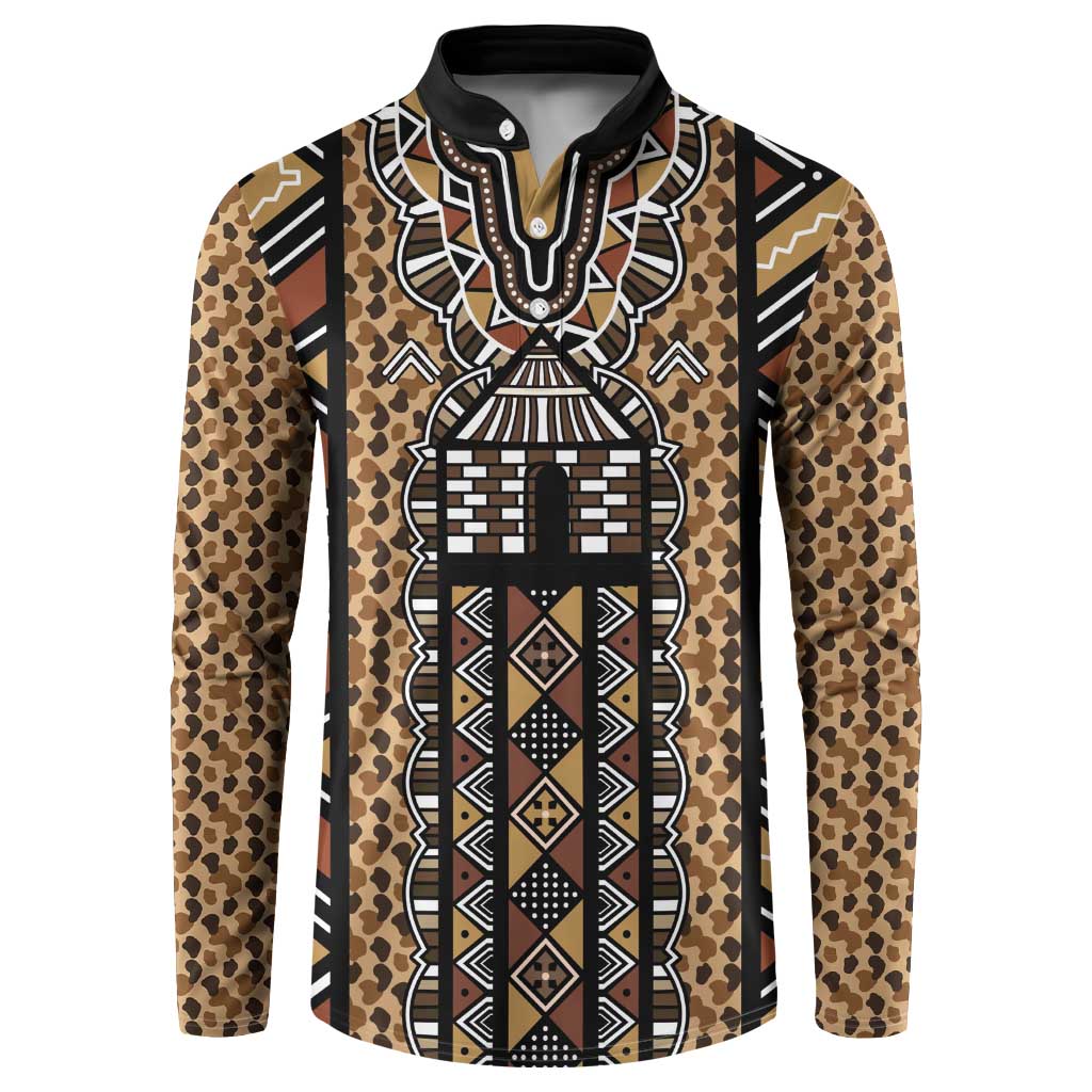 Mali Mud Cloth Leopards Legacy Button Sweatshirt Tribal Village - Wonder Print Shop