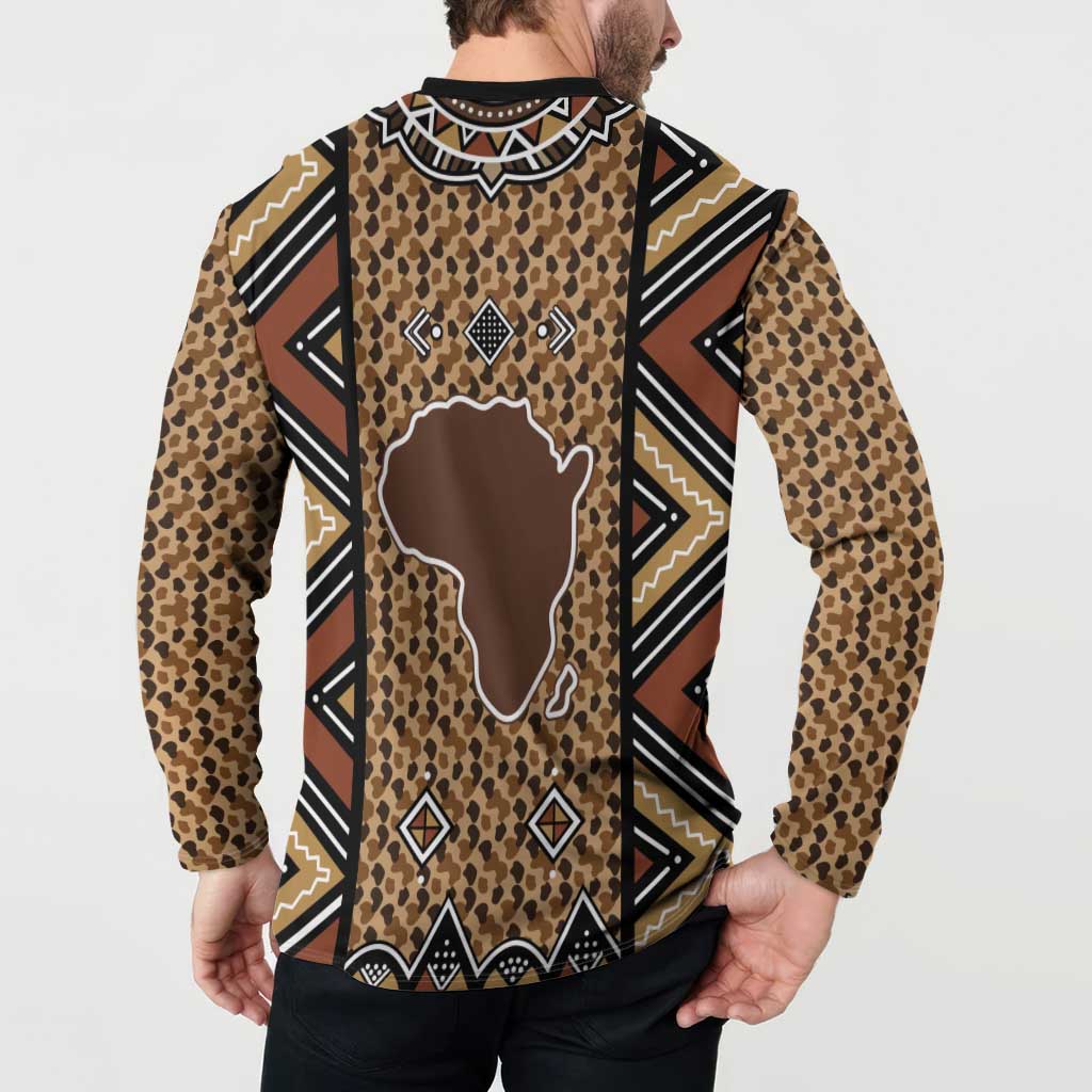 Mali Mud Cloth Leopards Legacy Button Sweatshirt Tribal Village - Wonder Print Shop