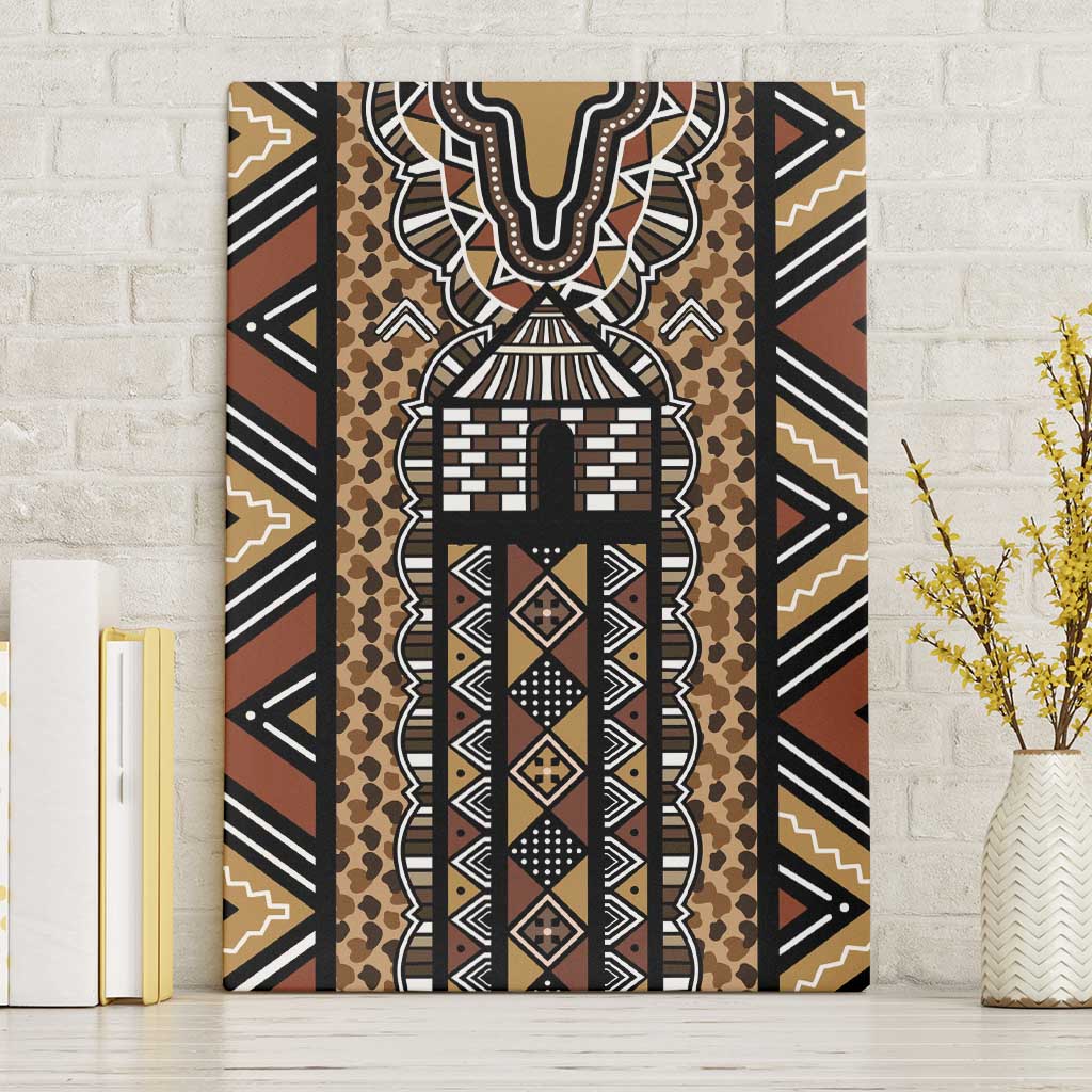 Mali Mud Cloth Leopards Legacy Canvas Wall Art Tribal Village - Wonder Print Shop