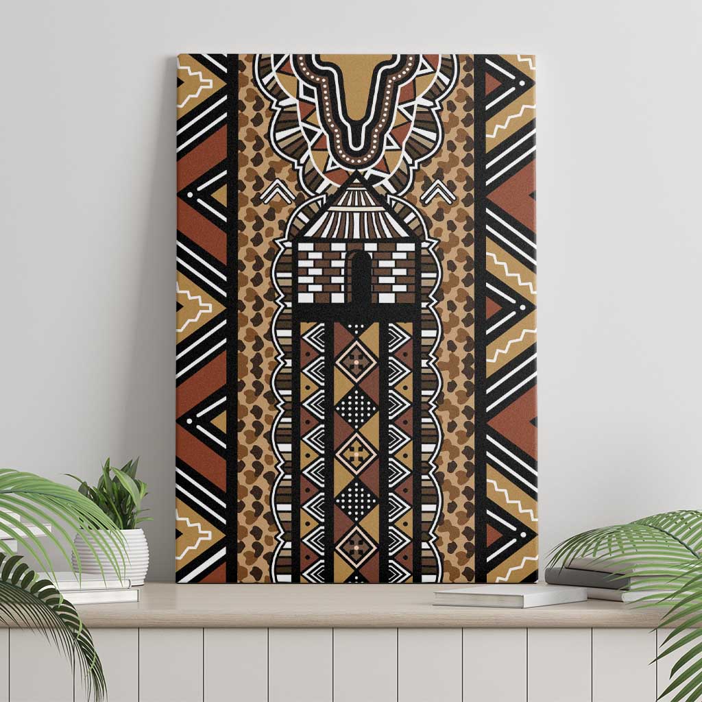 Mali Mud Cloth Leopards Legacy Canvas Wall Art Tribal Village - Wonder Print Shop