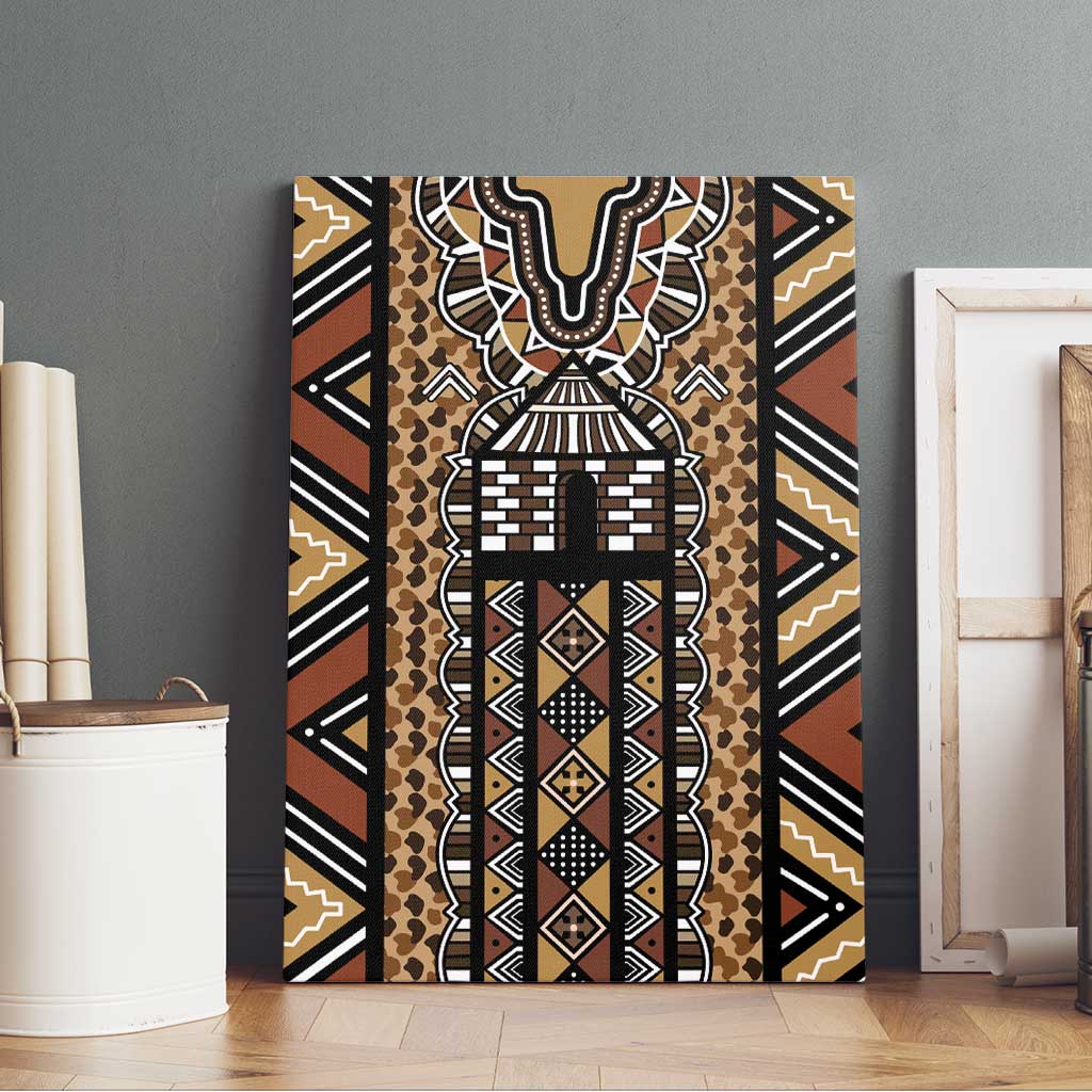 Mali Mud Cloth Leopards Legacy Canvas Wall Art Tribal Village - Wonder Print Shop