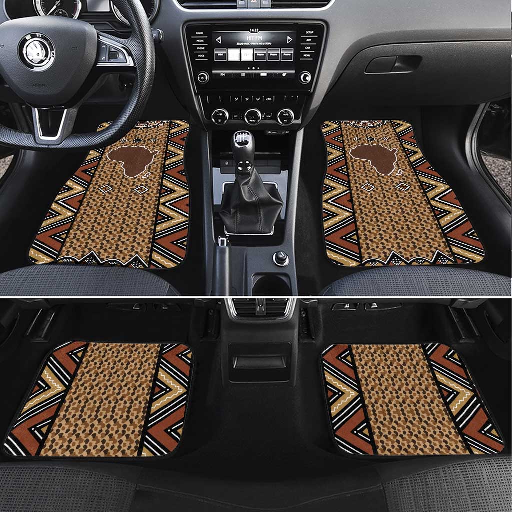 Mali Mud Cloth Leopards Legacy Car Mats Tribal Village - Wonder Print Shop