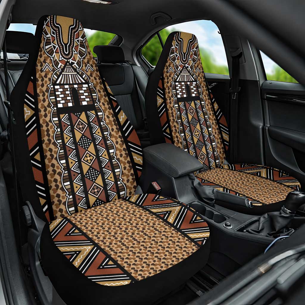 Mali Mud Cloth Leopards Legacy Car Seat Cover Tribal Village - Wonder Print Shop