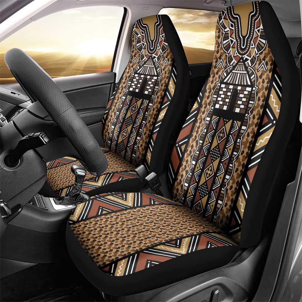Mali Mud Cloth Leopards Legacy Car Seat Cover Tribal Village - Wonder Print Shop