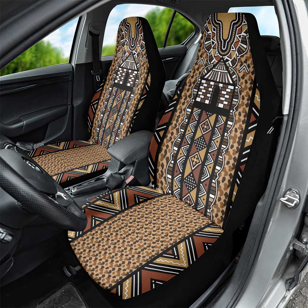 Mali Mud Cloth Leopards Legacy Car Seat Cover Tribal Village - Wonder Print Shop