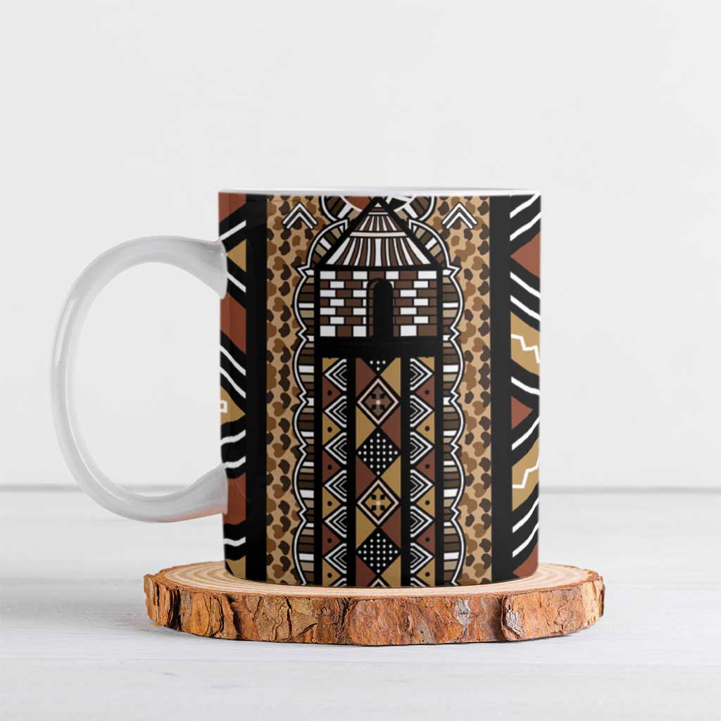 Mali Mud Cloth Leopards Legacy Ceramic Mug Tribal Village - Wonder Print Shop
