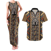 Mali Mud Cloth Leopards Legacy Couples Matching Tank Maxi Dress and Hawaiian Shirt Tribal Village - Wonder Print Shop