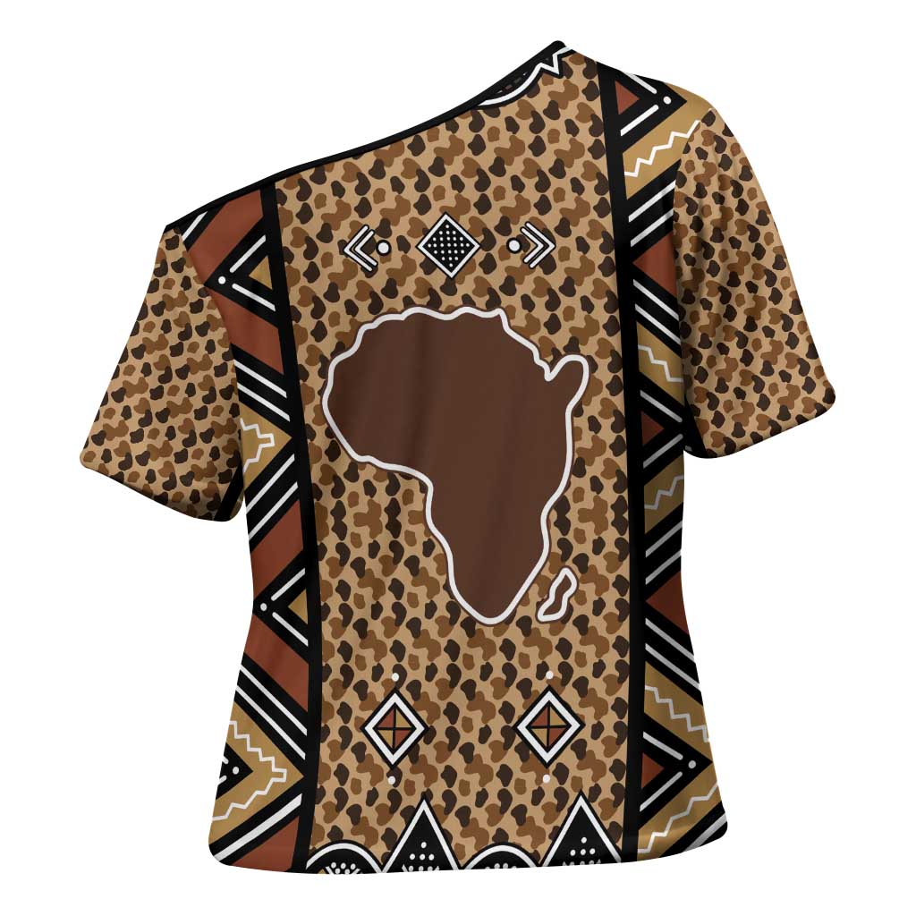 Mali Mud Cloth Leopards Legacy Cross Shoulder Shirt Tribal Village - Wonder Print Shop