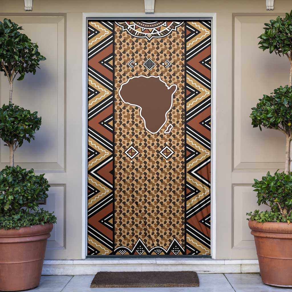 Mali Mud Cloth Leopards Legacy Door Cover Tribal Village - Wonder Print Shop