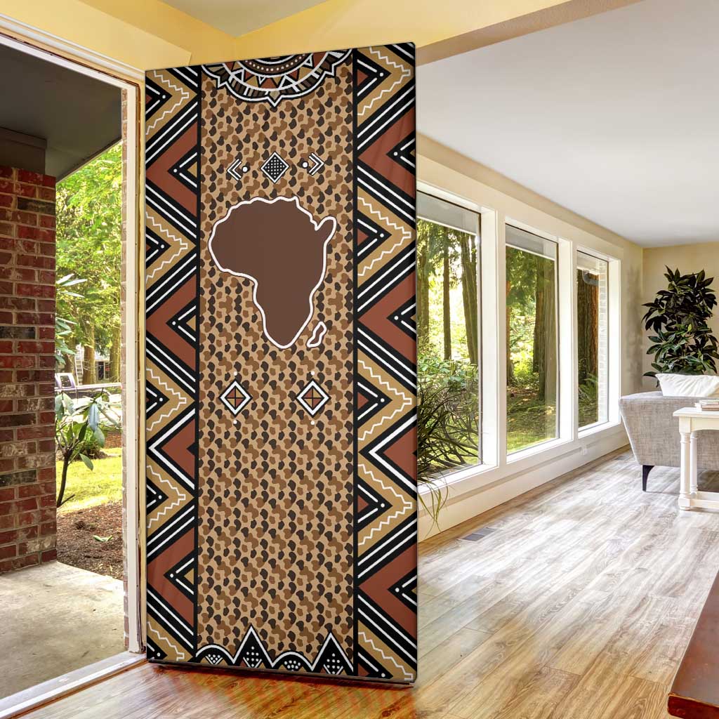 Mali Mud Cloth Leopards Legacy Door Cover Tribal Village - Wonder Print Shop