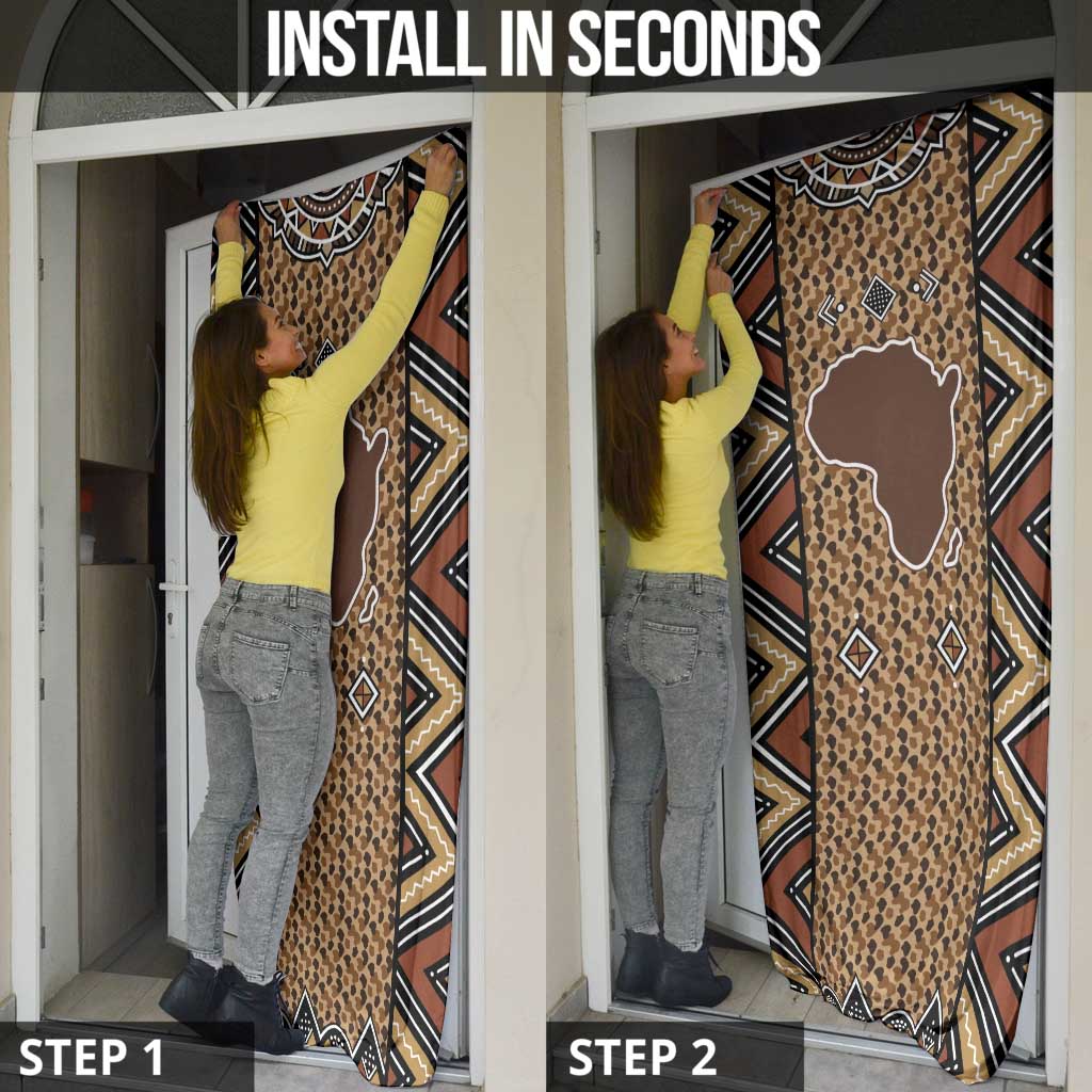Mali Mud Cloth Leopards Legacy Door Cover Tribal Village - Wonder Print Shop